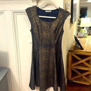 Women’s Aiden Y size medium midnight blue and gold cocktail dress.